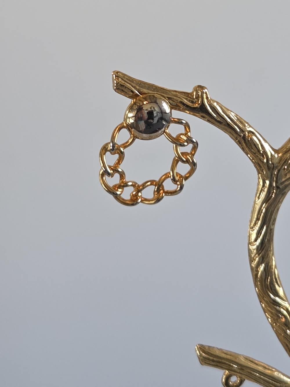 Gold Chain Hoop Earring with Polished Bead - Stud